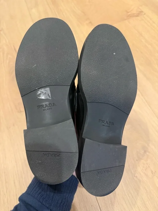 Prada Black Spazzolato Leather Slip On Loafer - size 39.5 - Picture 5 of 8